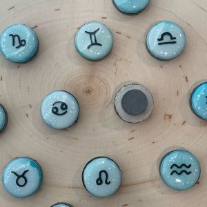 Mini Zodiac Magnets SET OF 4 - Kitchen Magnets - Ceramic Decor - Astrology Decor